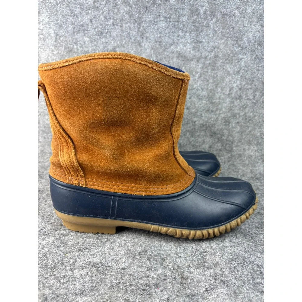 LaCrosse Duck Boots Mens 11 Brown Navy Blue Suede Rubber Polartec Made in USA